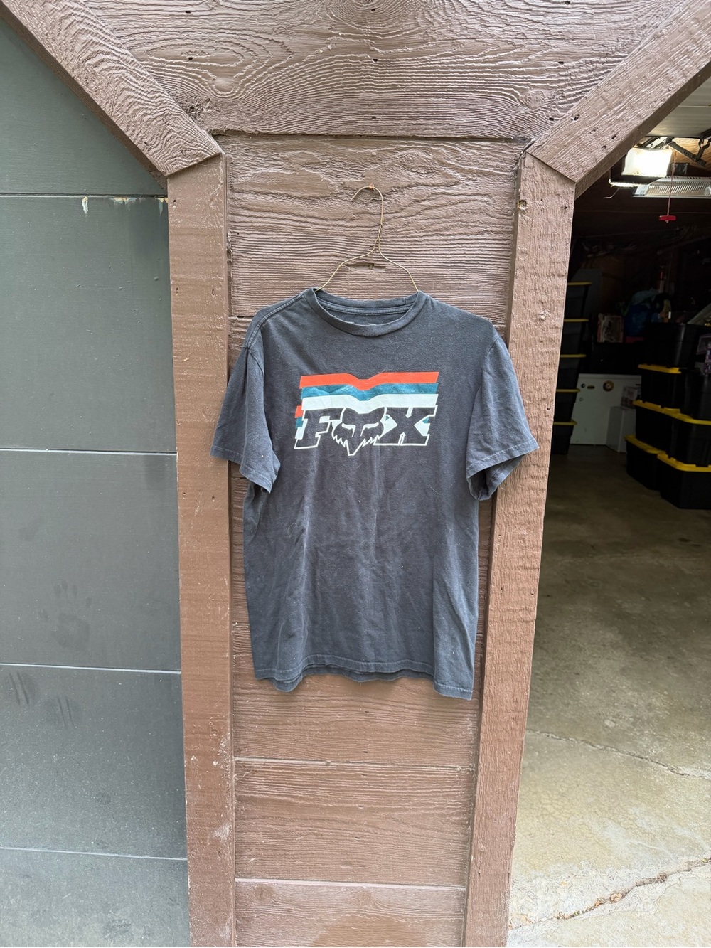 Y2K 2000s faded black Fox racing tee